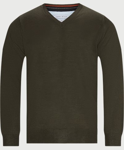 Salina Merino V-neck Knit Sweater Regular fit | Salina Merino V-neck Knit Sweater | Army